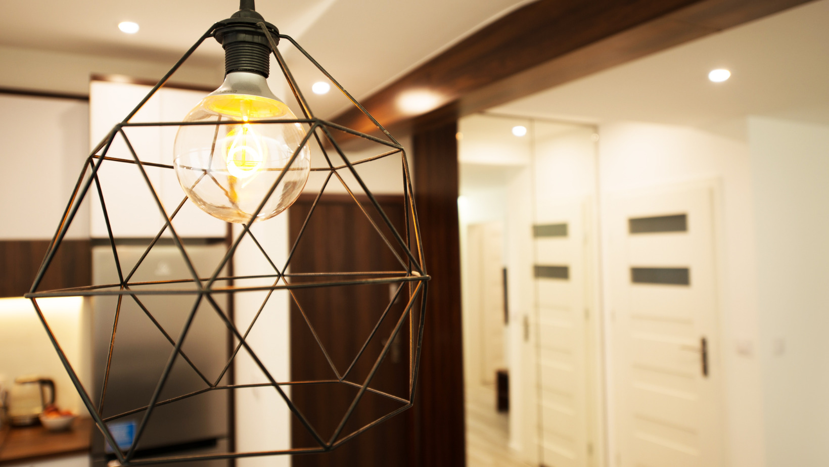 Light fixture inside a modern home.